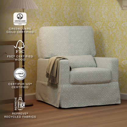 Morris & Co. x Namesake Crawford Pillowback Comfort Swivel Glider - Bellflowers in Powdered Blue - M21787BPB