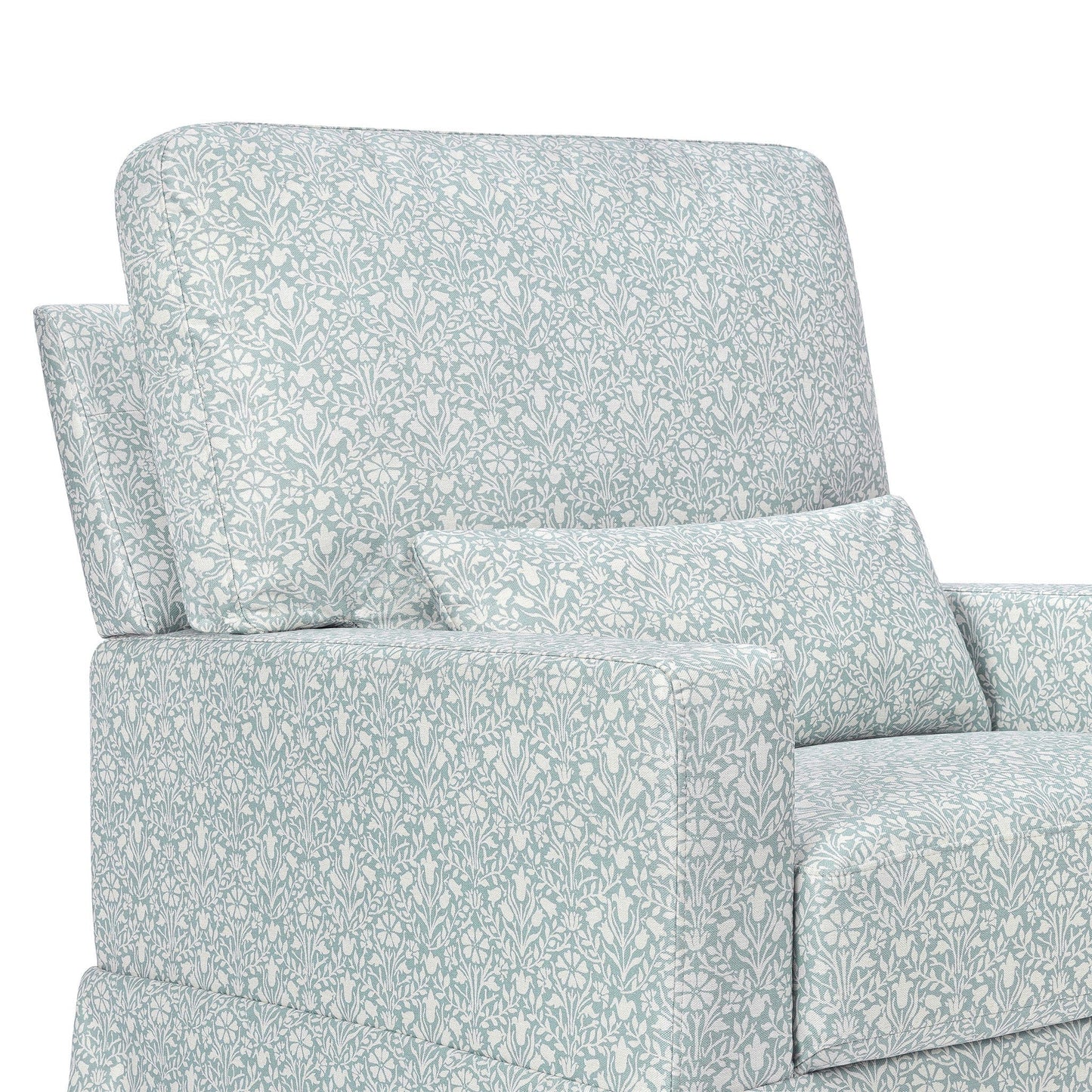 Morris & Co. x Namesake Crawford Pillowback Comfort Swivel Glider - Bellflowers in Powdered Blue - M21787BPB