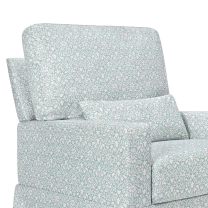 Morris & Co. x Namesake Crawford Pillowback Comfort Swivel Glider - Bellflowers in Powdered Blue - M21787BPB