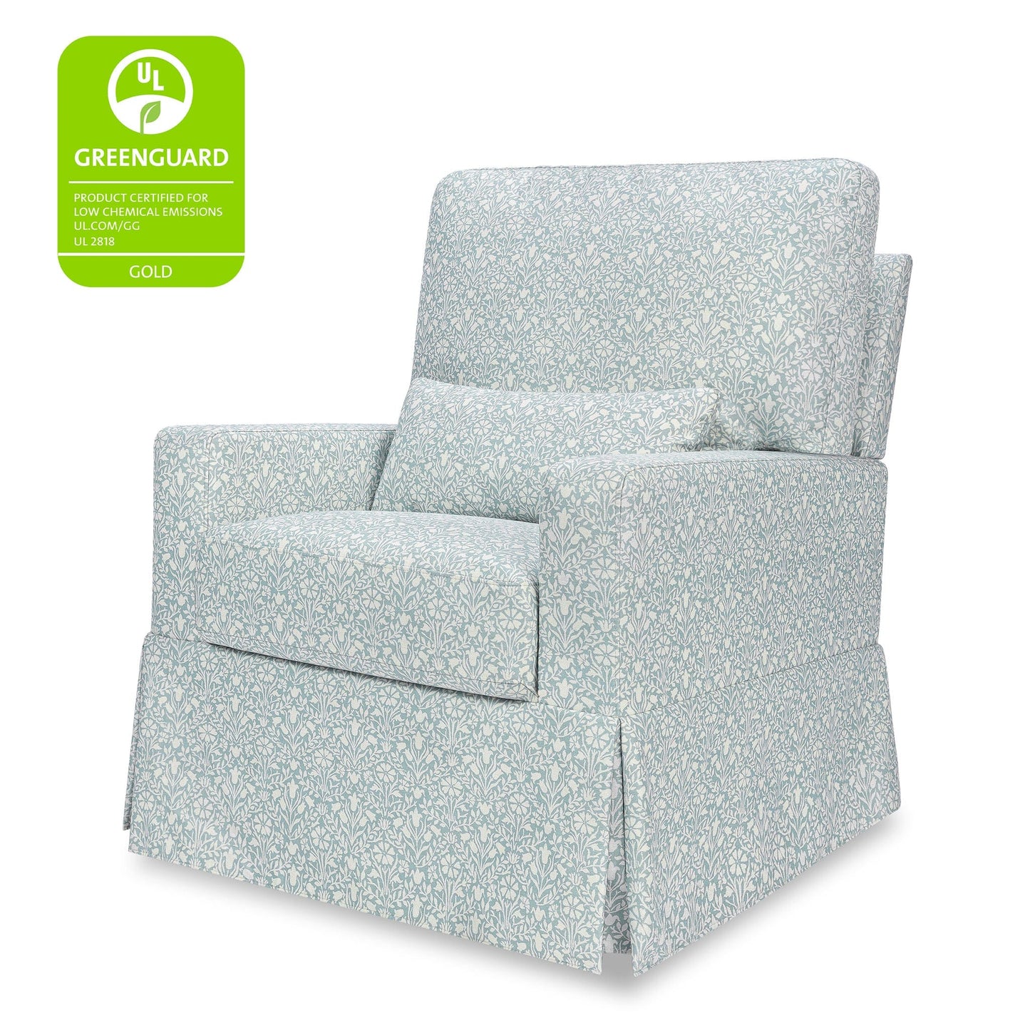 Morris & Co. x Namesake Crawford Pillowback Comfort Swivel Glider - Bellflowers in Powdered Blue - M21787BPB