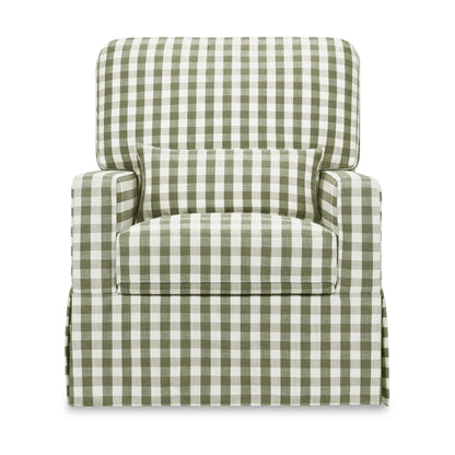 Namesake Crawford Pillowback Comfort Swivel Glider - Moss Green Gingham