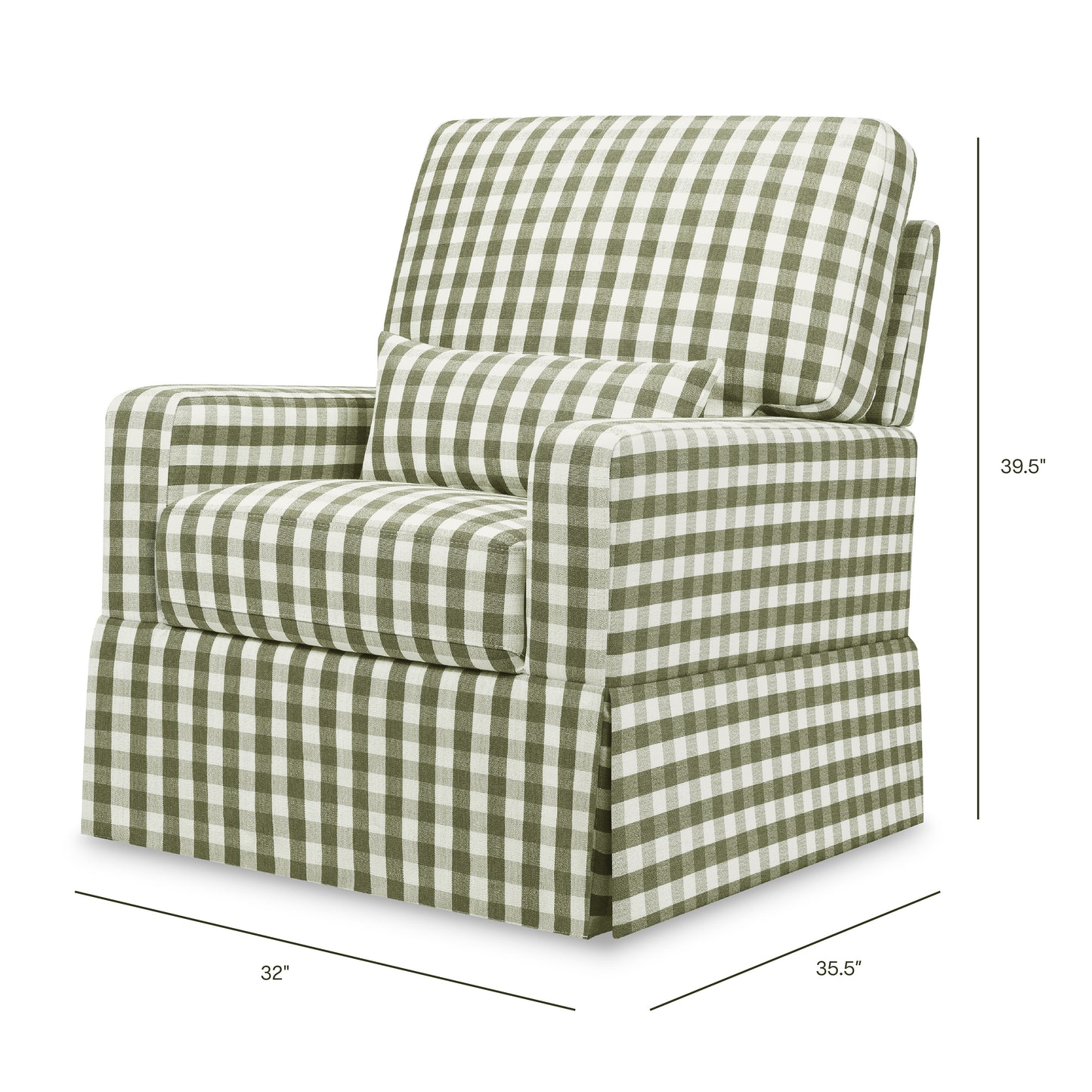 Namesake Crawford Pillowback Comfort Swivel Glider - Moss Green Gingham