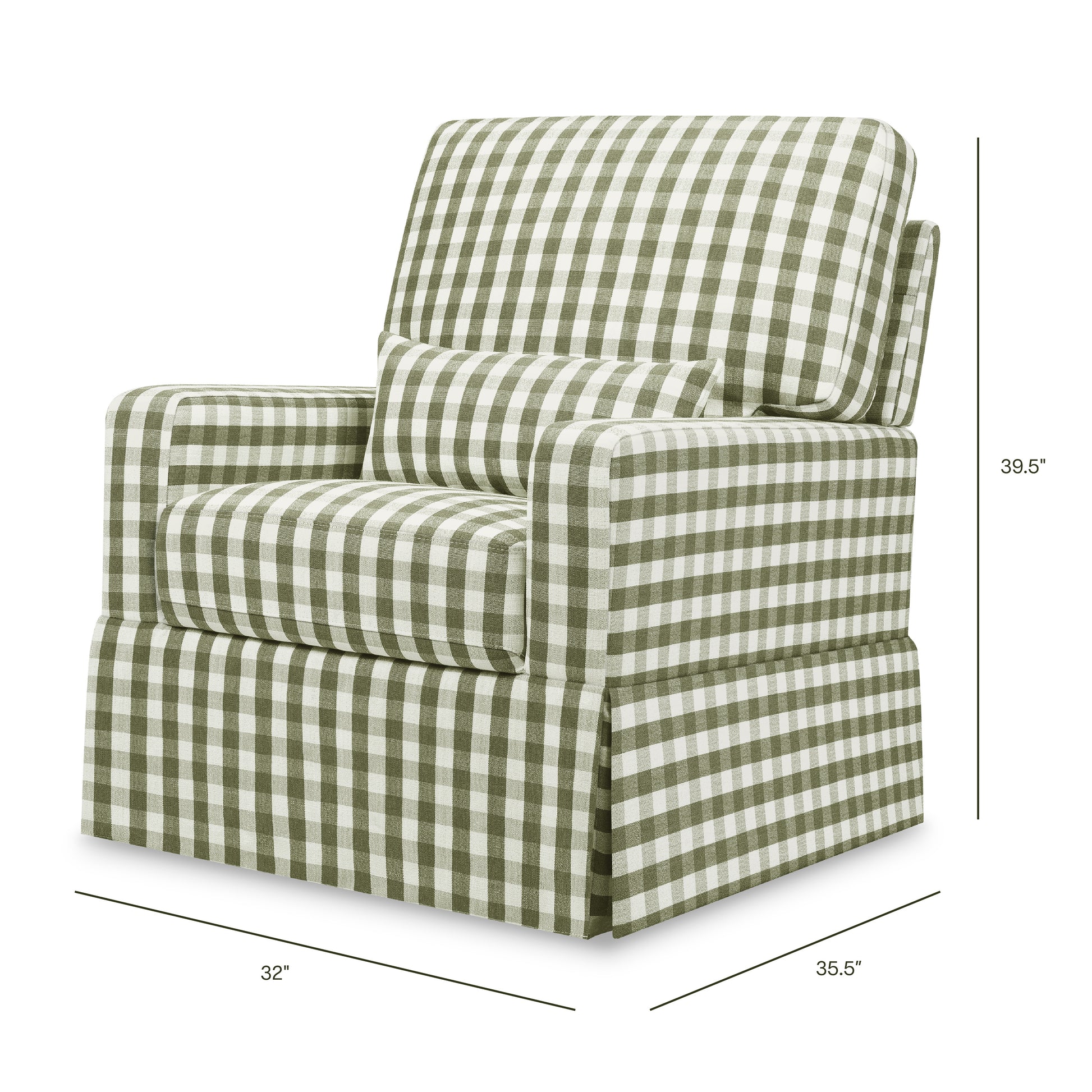 Namesake Crawford Pillowback Comfort Swivel Glider - Moss Green Gingham