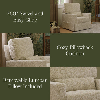 Morris & Co. x Namesake Crawford Pillowback Comfort Swivel Glider - Mallow in Ash - M21787MA