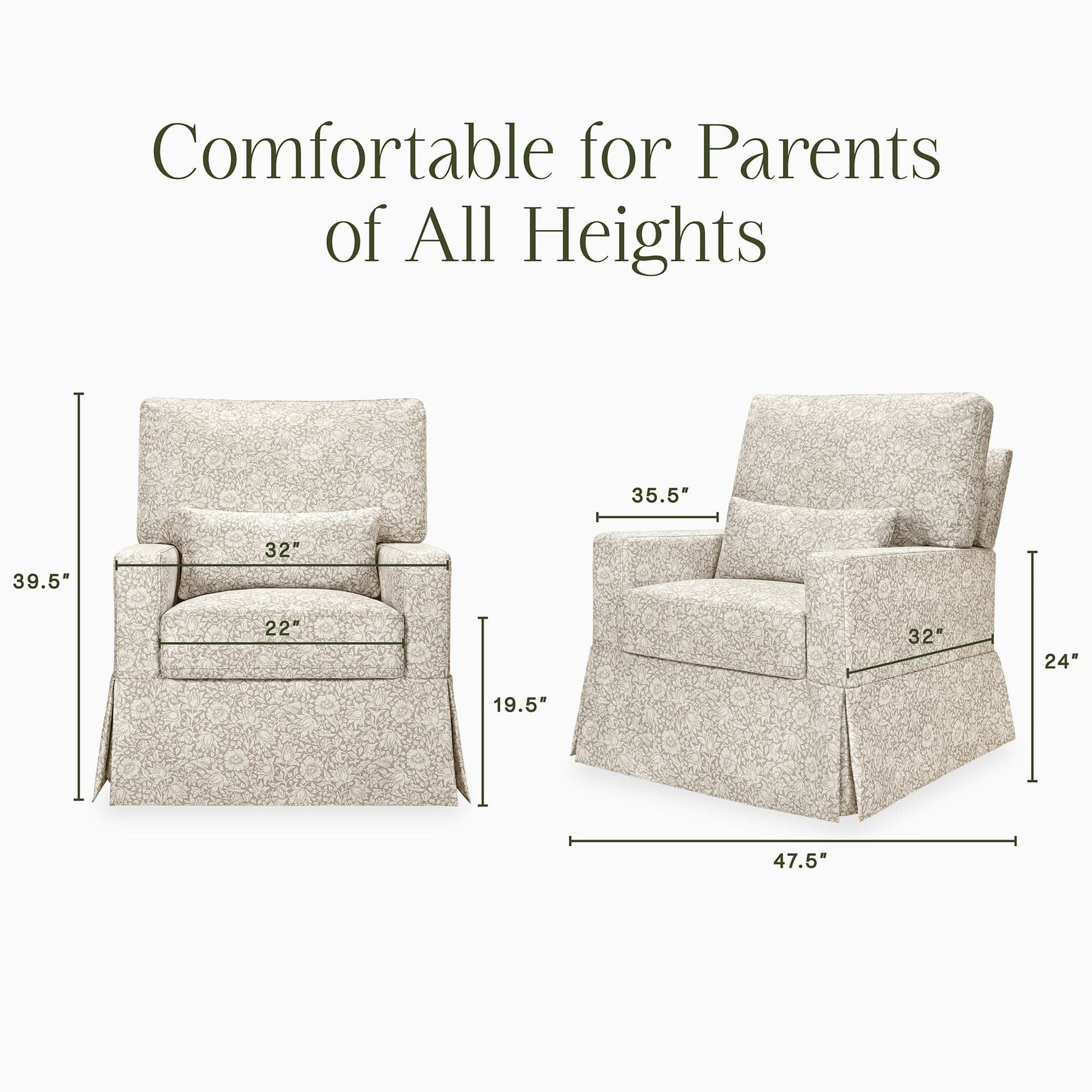 Morris & Co. x Namesake Crawford Pillowback Comfort Swivel Glider - Mallow in Ash - M21787MA