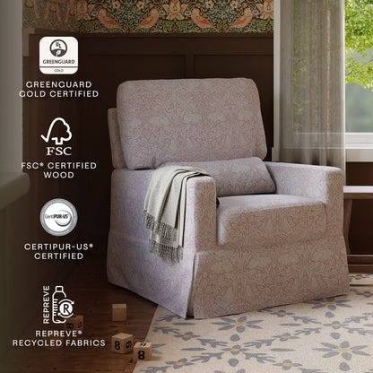 Morris & Co. x Namesake Crawford Pillowback Comfort Swivel Glider - Pure Brer Rabbit in Rose - M21787PBRR