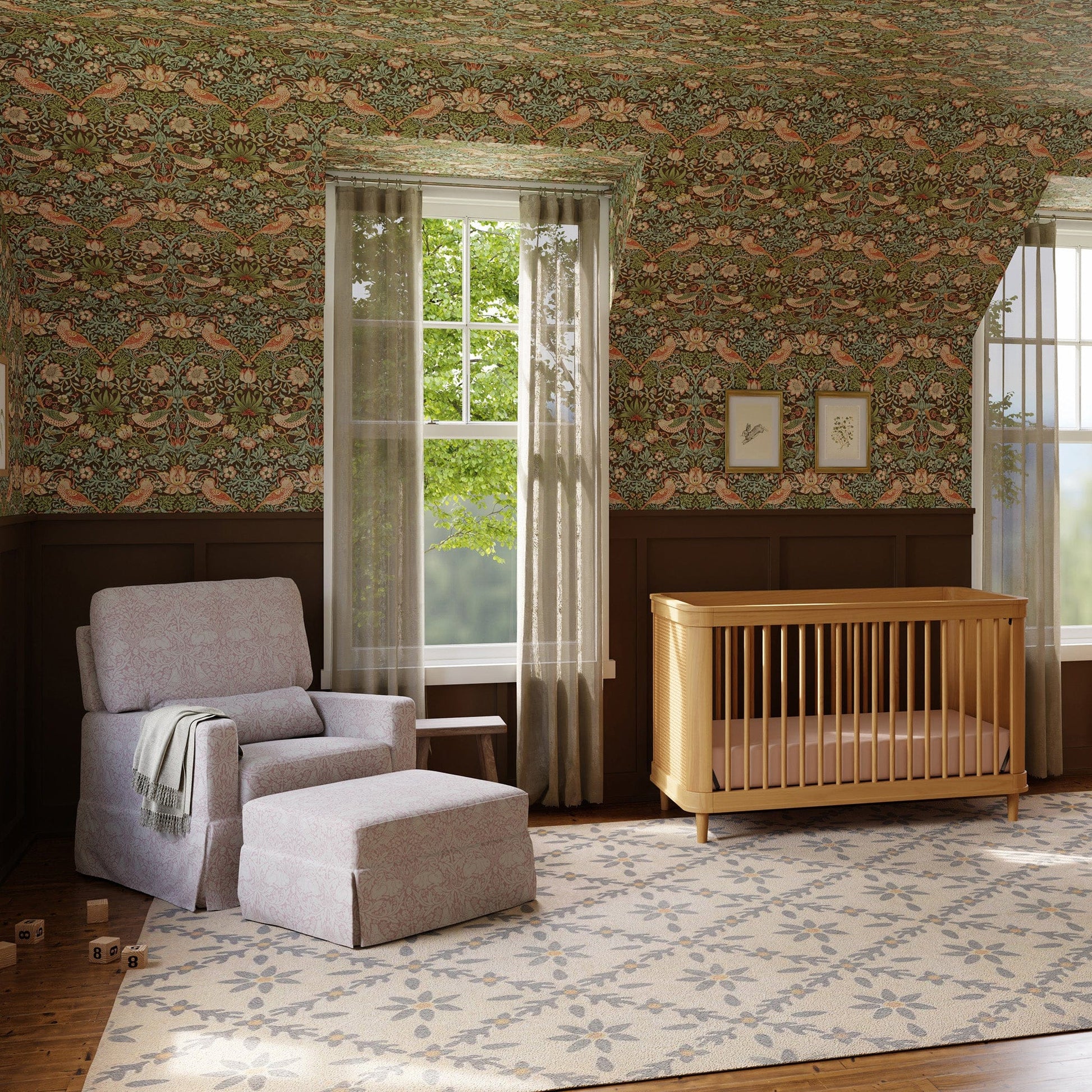 Morris & Co. x Namesake Crawford Pillowback Comfort Swivel Glider - Pure Brer Rabbit in Rose - M21787PBRR