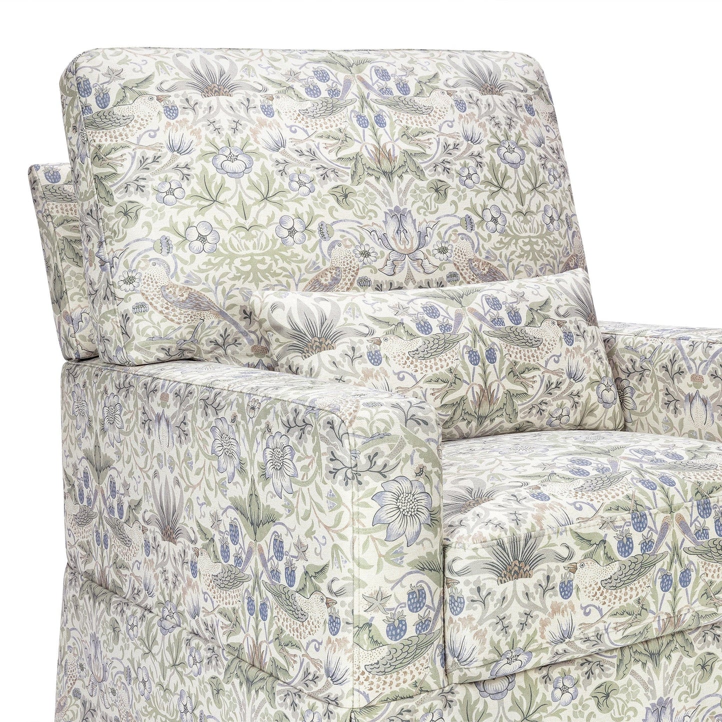 Morris & Co. x Namesake Crawford Pillowback Comfort Swivel Glider - Strawberry Thief in Fig & Thyme - M21787TTFT