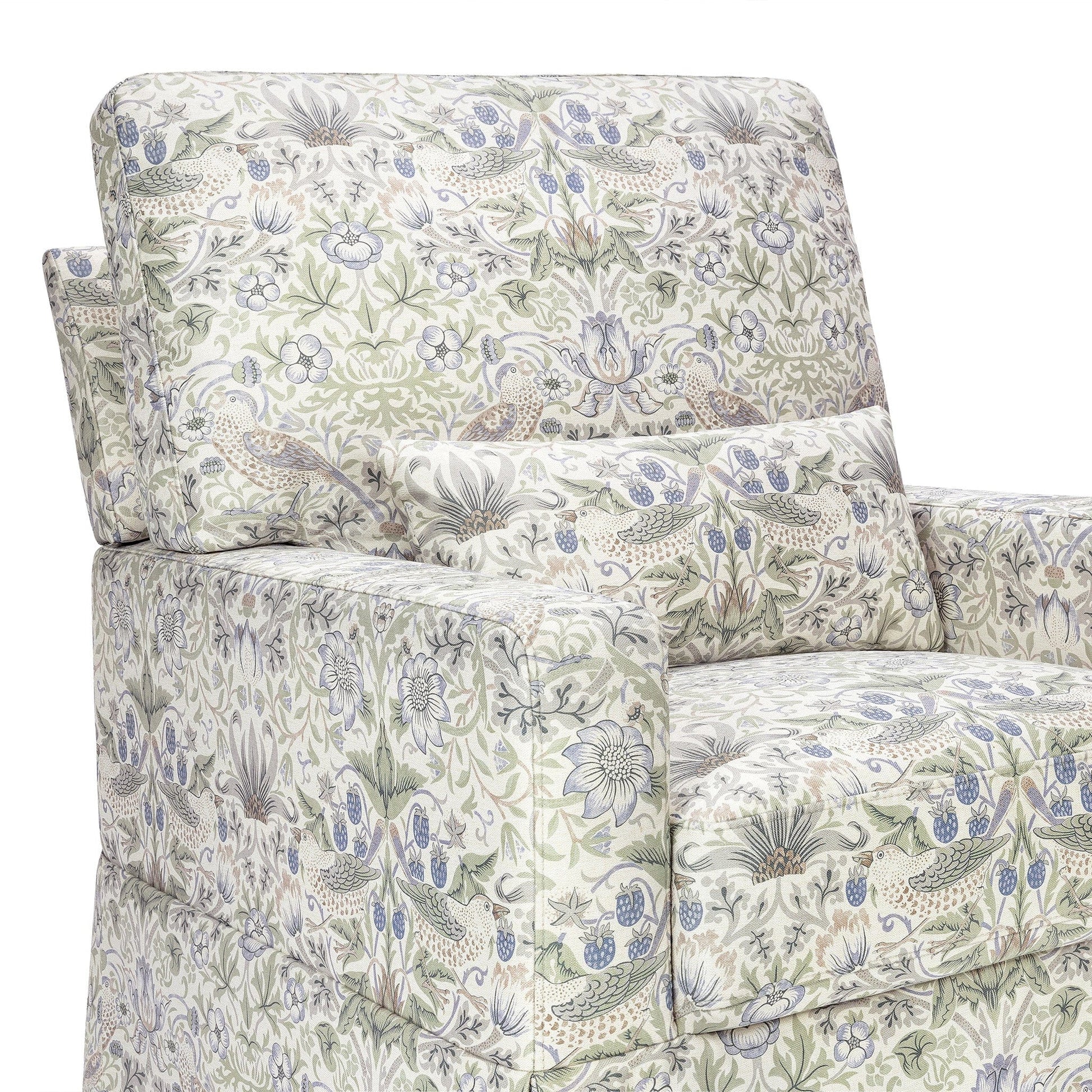 Morris & Co. x Namesake Crawford Pillowback Comfort Swivel Glider - Strawberry Thief in Fig & Thyme - M21787TTFT