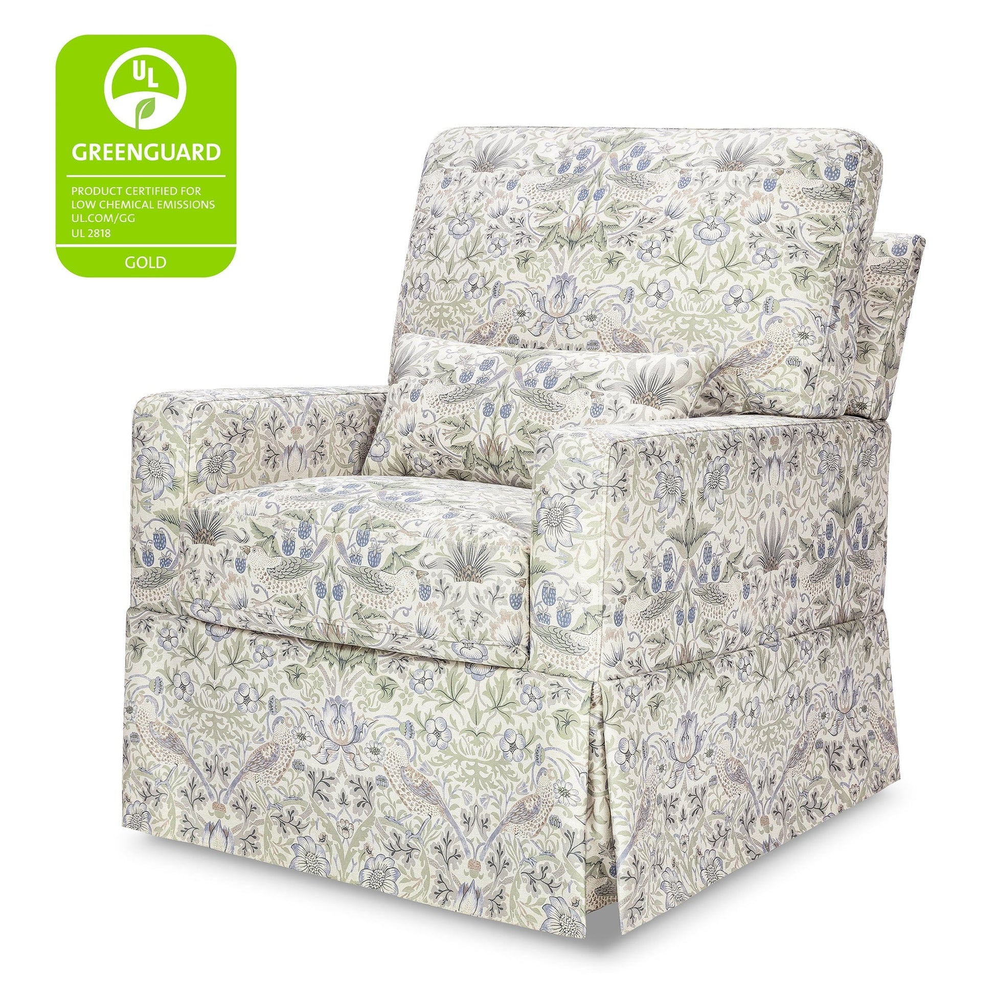 Morris & Co. x Namesake Crawford Pillowback Comfort Swivel Glider - Strawberry Thief in Fig & Thyme - M21787TTFT