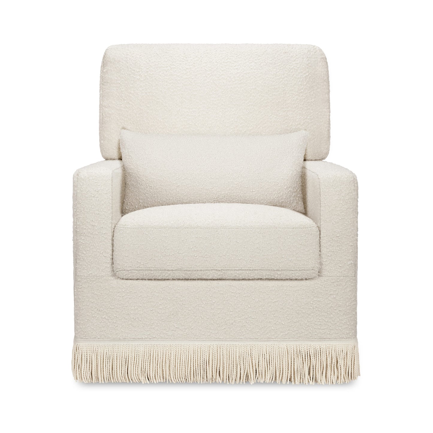 Namesake Crawford Pillowback Comfort Swivel Glider | Boucle with Tassel Fringe - Ivory Boucle with Ivory Tassel Fringe