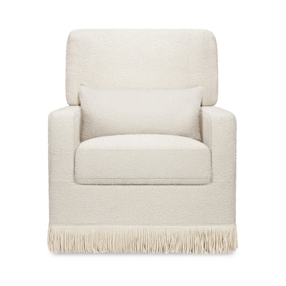 Namesake Crawford Pillowback Comfort Swivel Glider | Boucle with Tassel Fringe - Ivory Boucle with Ivory Tassel Fringe