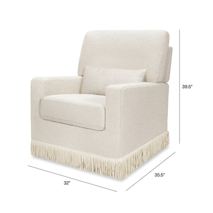 Namesake Crawford Pillowback Comfort Swivel Glider | Boucle with Tassel Fringe - Ivory Boucle with Ivory Tassel Fringe