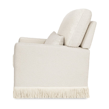 Namesake Crawford Pillowback Comfort Swivel Glider | Boucle with Tassel Fringe - Ivory Boucle with Ivory Tassel Fringe