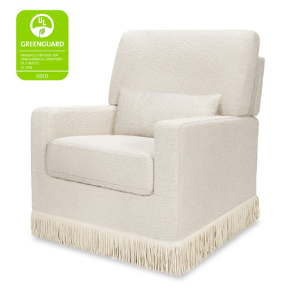 Namesake Crawford Pillowback Comfort Swivel Glider | Boucle with Tassel Fringe - Ivory Boucle with Ivory Tassel Fringe