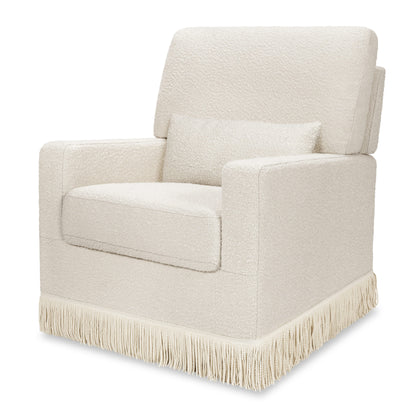 Namesake Crawford Pillowback Comfort Swivel Glider | Boucle with Tassel Fringe - Ivory Boucle with Ivory Tassel Fringe