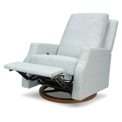 Morris & Co. x Namesake Crewe Swivel Glider Recliner - Bellflowers in Powdered Blue - M22287BPBDB