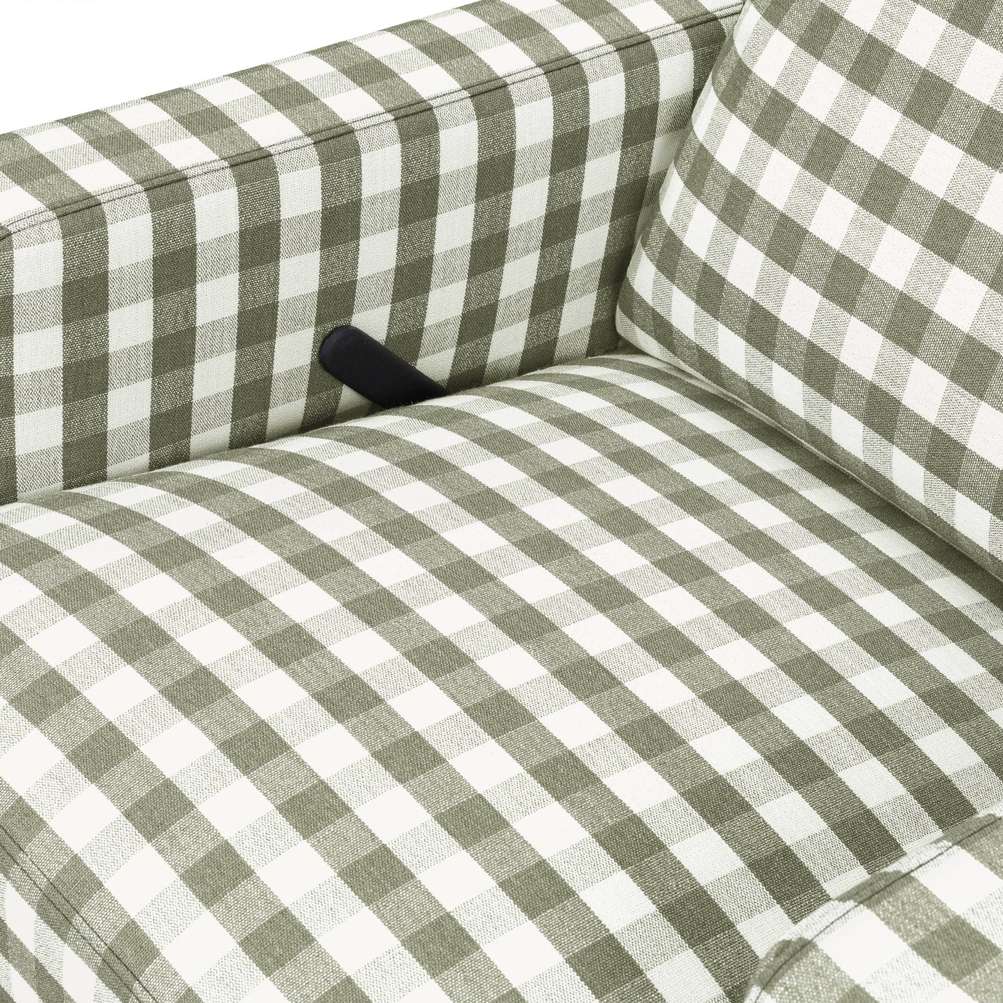 Namesake Crewe Recliner and Swivel Glider - Moss Green Gingham with Light Wood Base