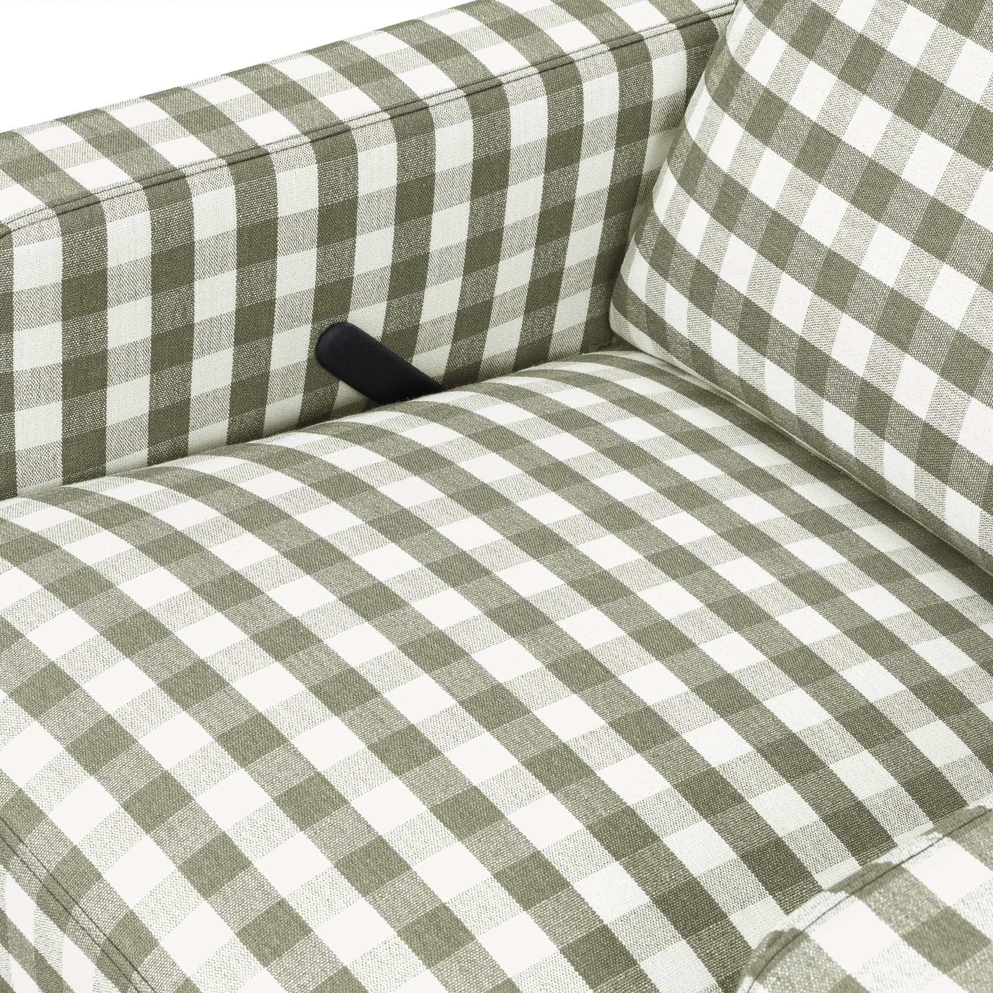 Namesake Crewe Recliner and Swivel Glider - Moss Green Gingham with Light Wood Base