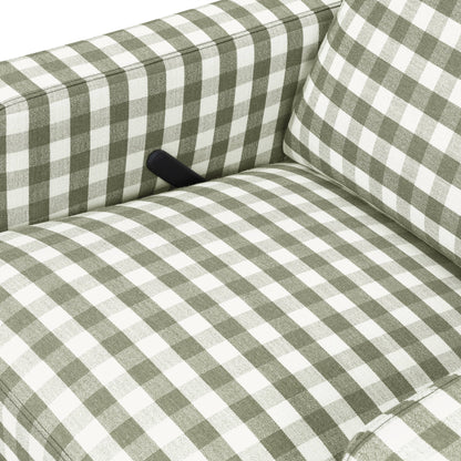Namesake Crewe Recliner and Swivel Glider - Moss Green Gingham with Light Wood Base