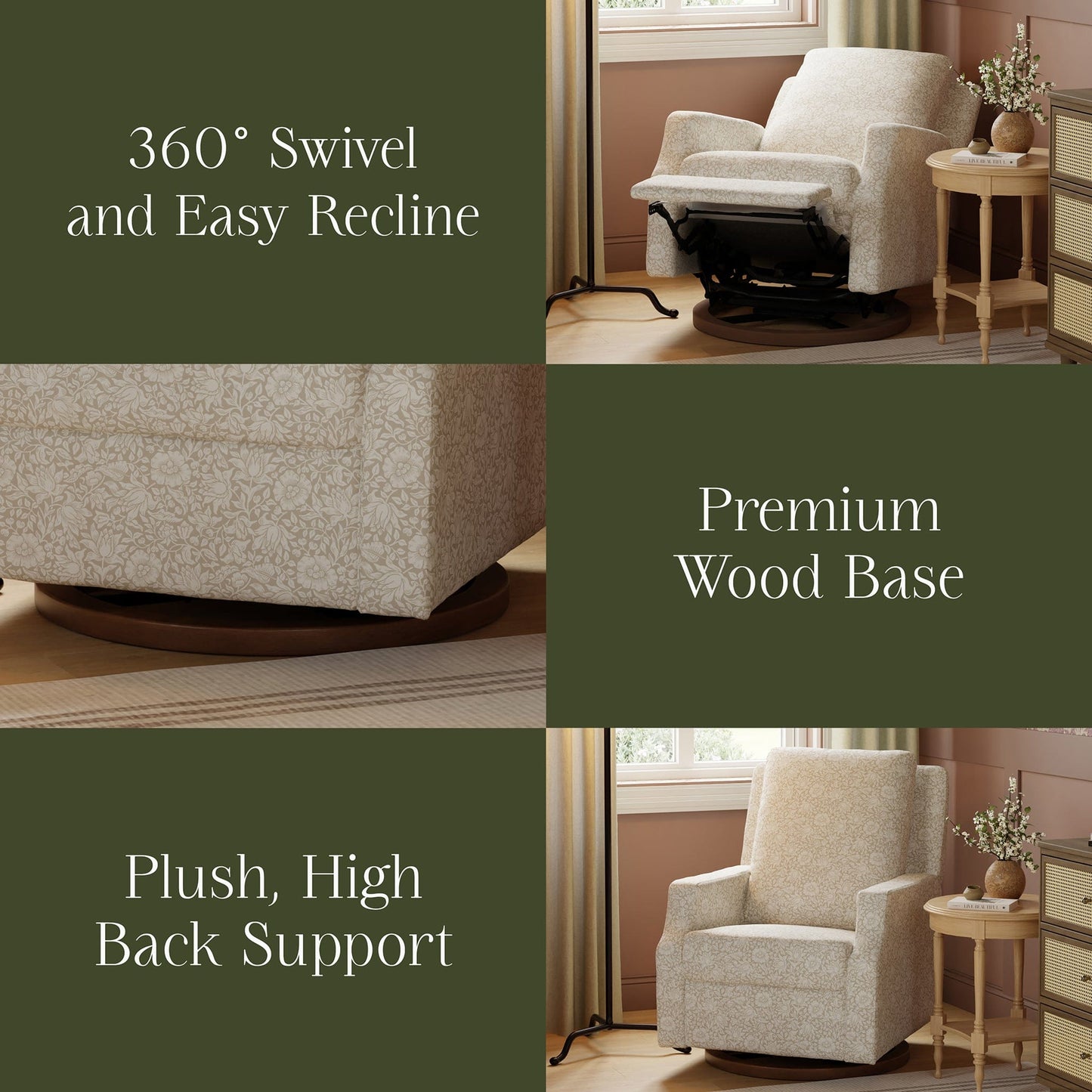 Morris & Co. x Namesake Crewe Swivel Glider Recliner - Mallow in Ash - M22287MADB
