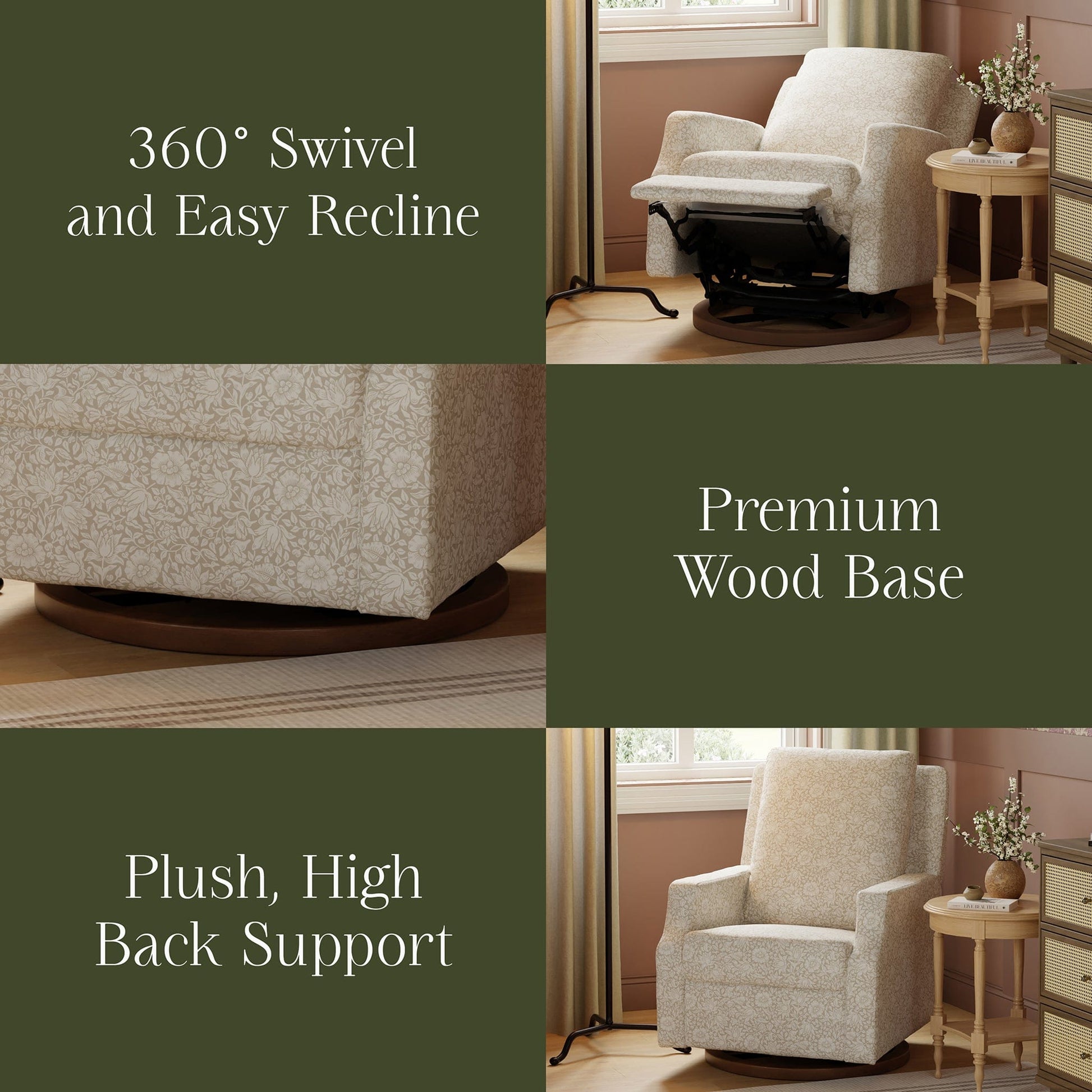 Morris & Co. x Namesake Crewe Swivel Glider Recliner - Mallow in Ash - M22287MADB