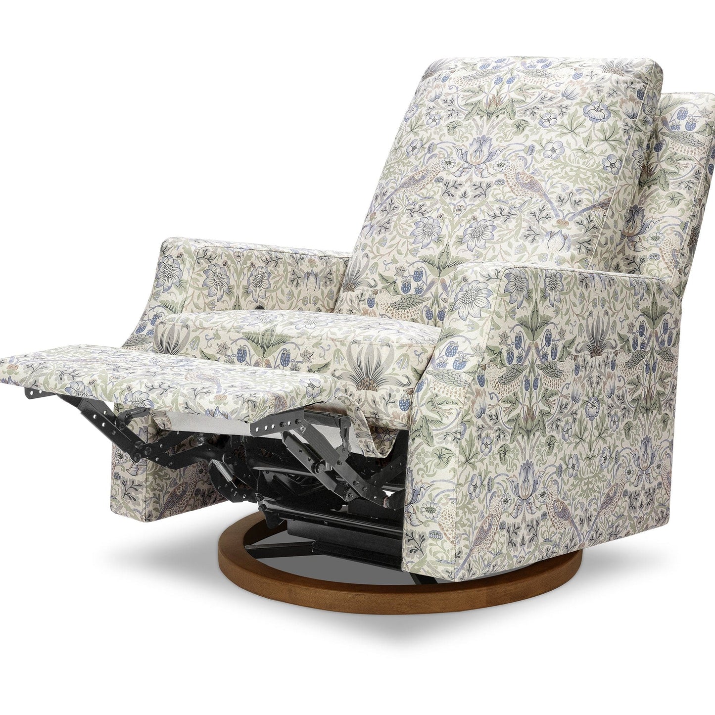 Morris & Co. x Namesake Crewe Swivel Glider Recliner - Strawberry Thief in Fig & Thyme - M22287TTFTDB