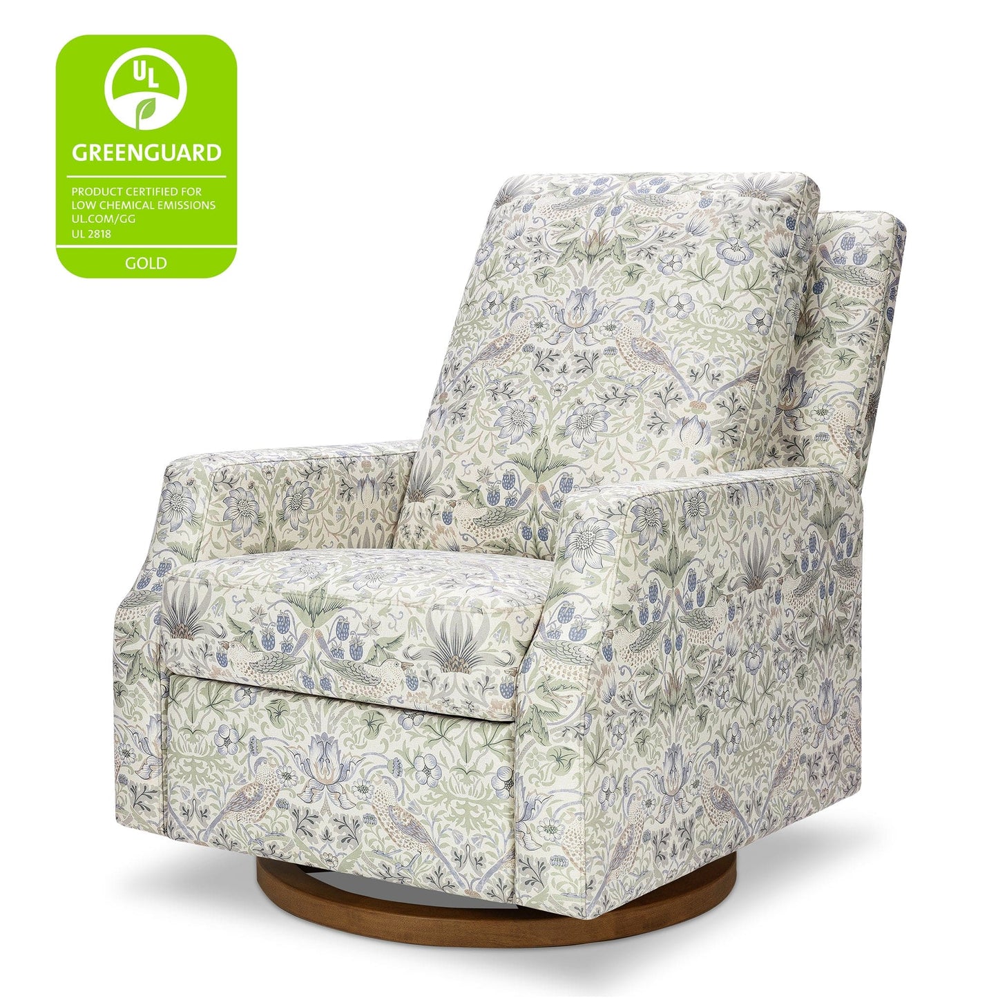 Morris & Co. x Namesake Crewe Swivel Glider Recliner - Strawberry Thief in Fig & Thyme - M22287TTFTDB