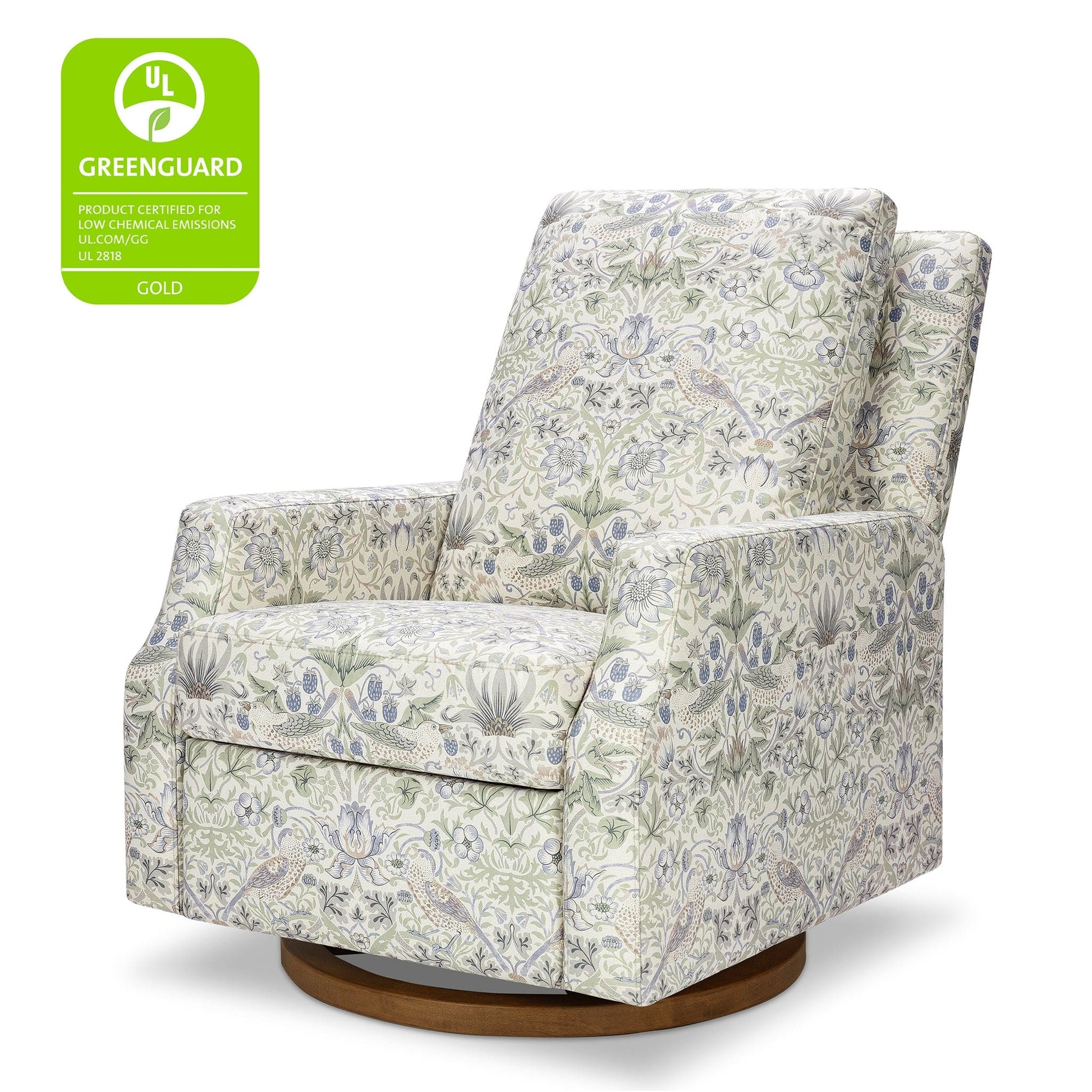Morris & Co. x Namesake Crewe Swivel Glider Recliner - Strawberry Thief in Fig & Thyme - M22287TTFTDB