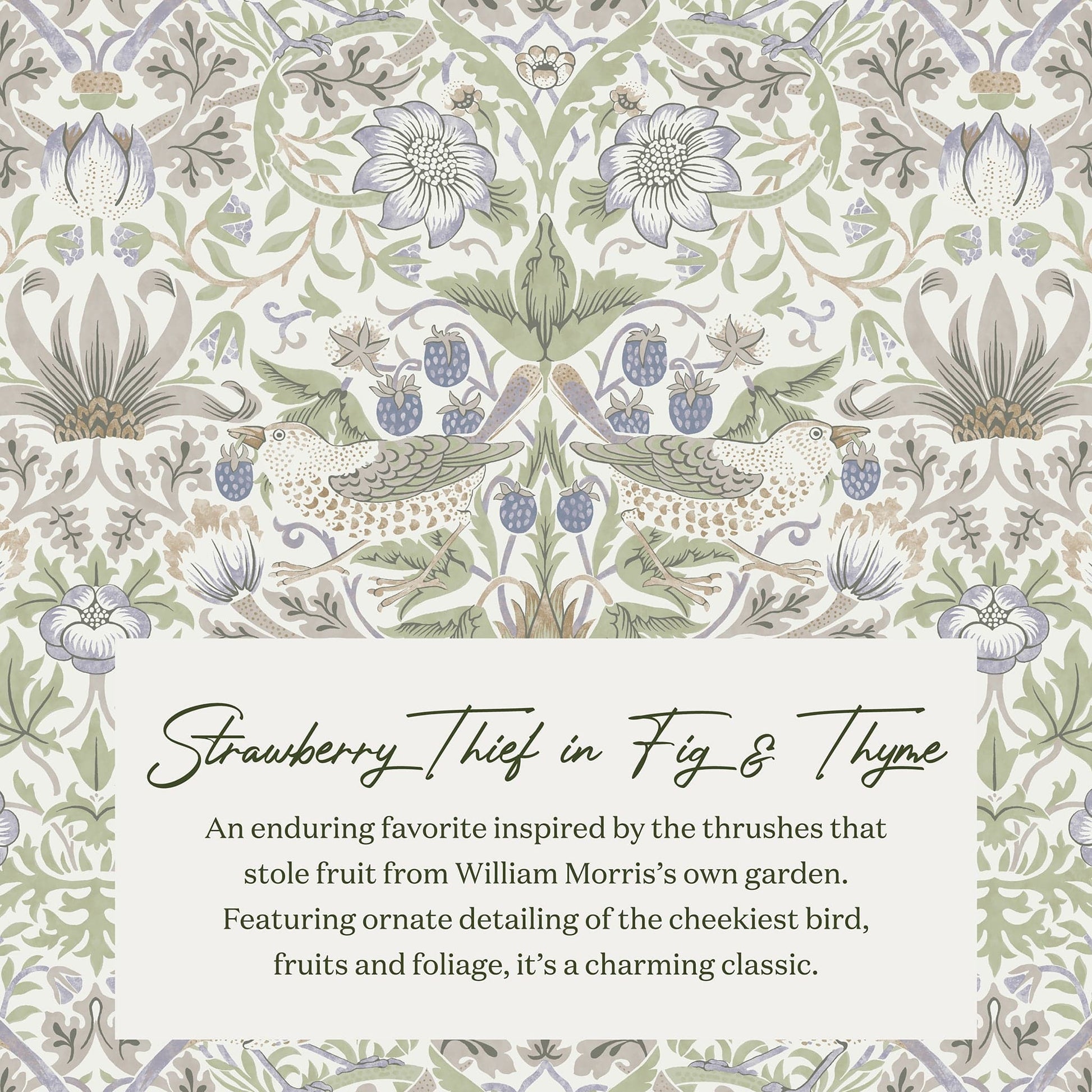 Morris & Co. x Namesake Crewe Swivel Glider Recliner - Strawberry Thief in Fig & Thyme - M22287TTFTDB