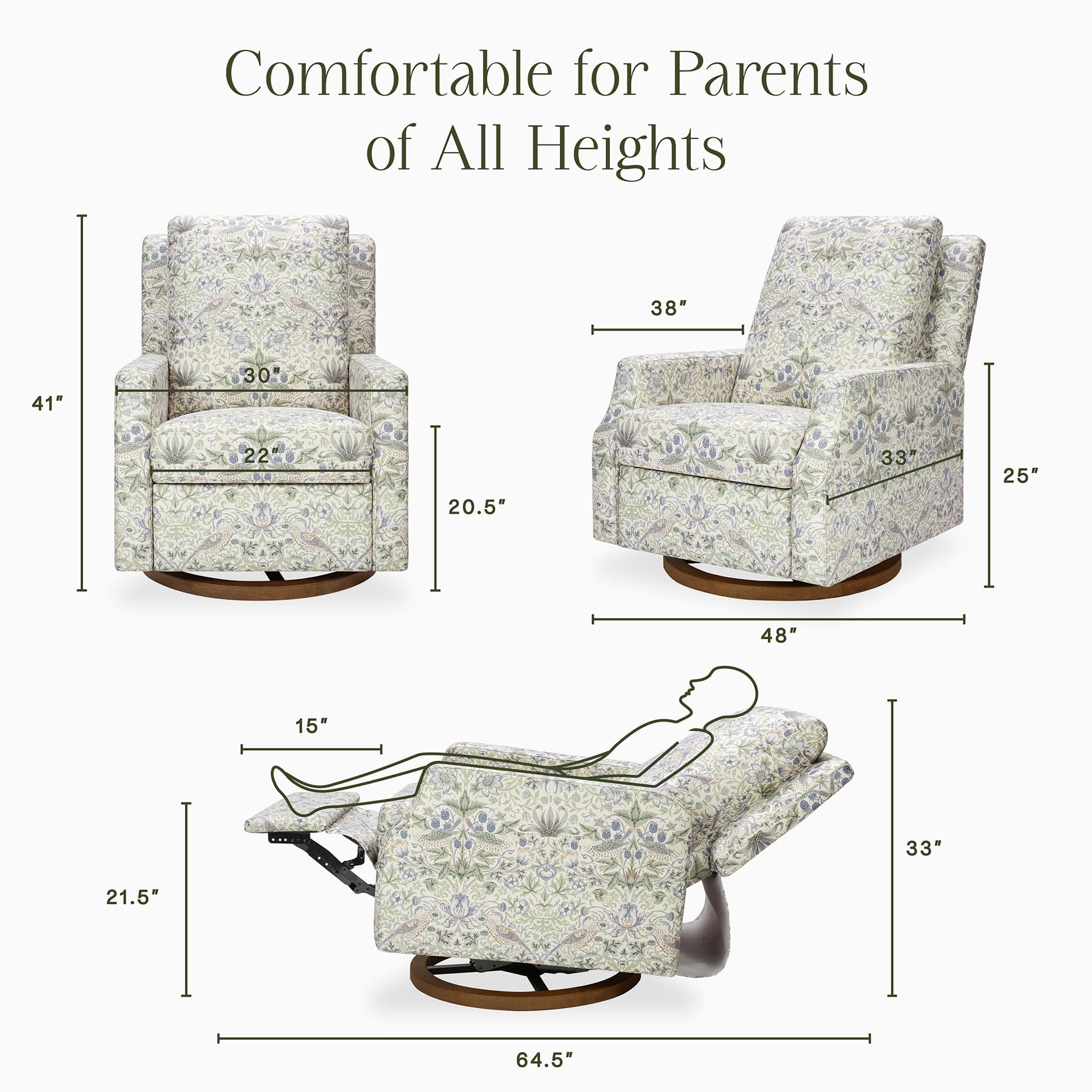 Morris & Co. x Namesake Crewe Swivel Glider Recliner - Strawberry
