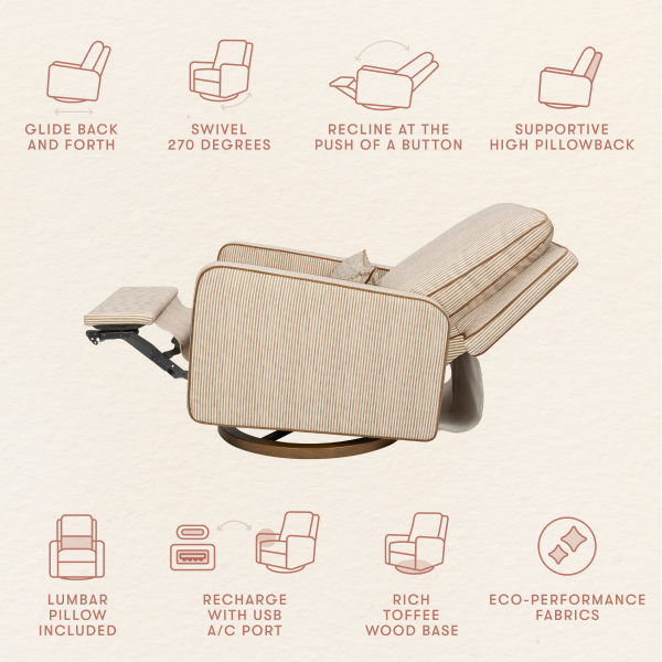 Babyletto recliner features including glide swivel recline USB port and eco performance fabric