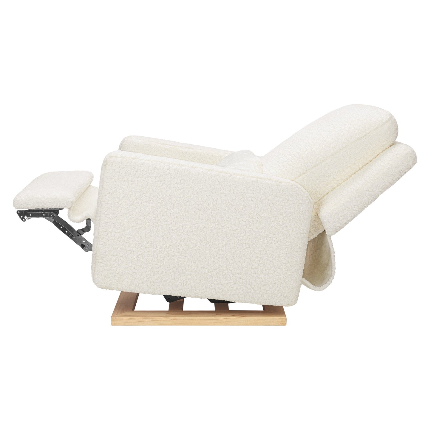 Babyletto Sigi Electronic Recliner and Glider w/ USB - Cream Shearling / Light Wood Base - M23085CMSGLB