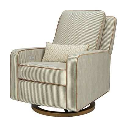 Babyletto striped swivel glider recliner with lumbar pillow