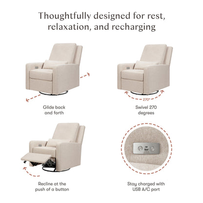 Babyletto Sigi Electronic Recliner and Swivel Glider w/ USB - Performance Beach Eco-Weave - M23085PBEW