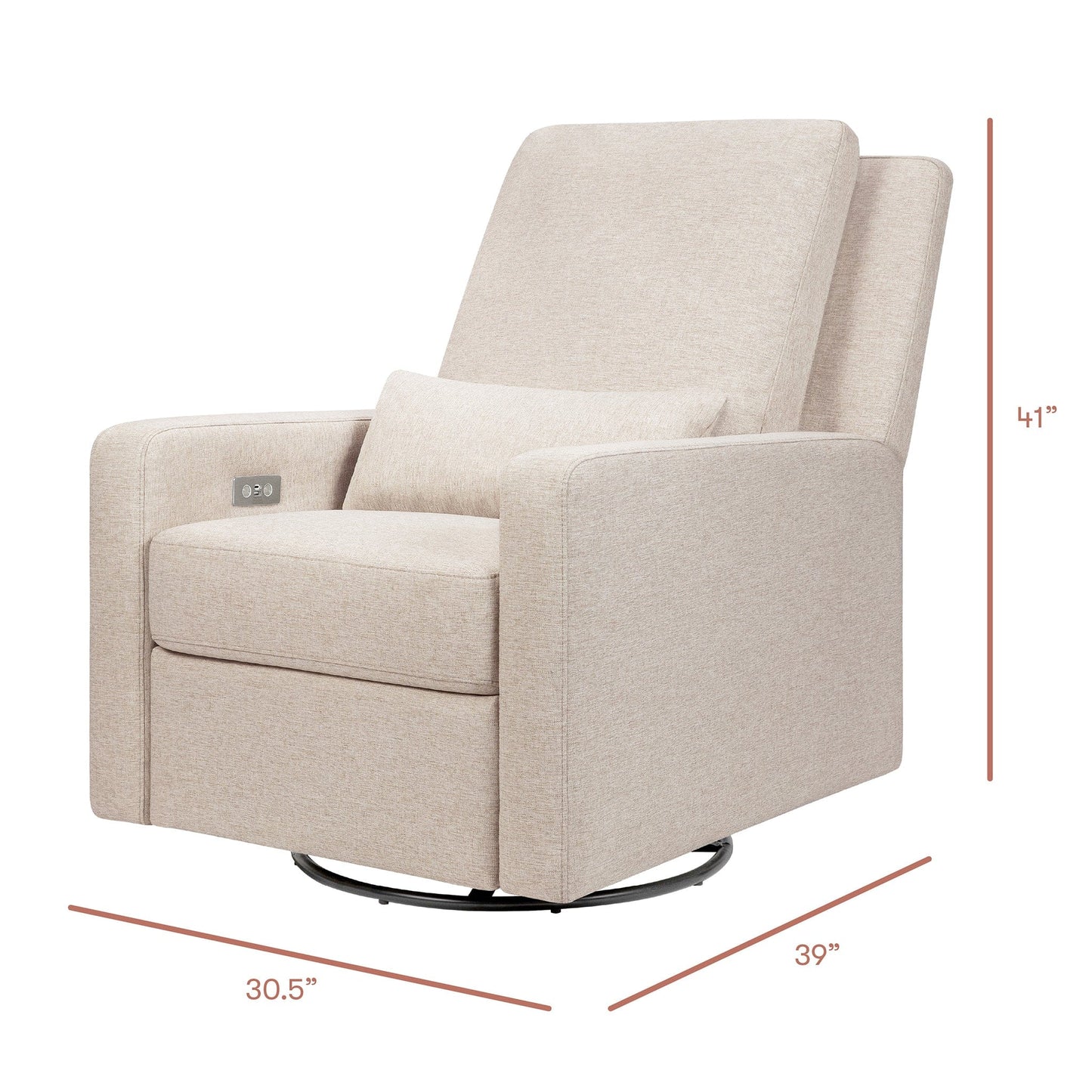 Babyletto Sigi Electronic Recliner and Swivel Glider w/ USB - Performance Beach Eco-Weave - M23085PBEW