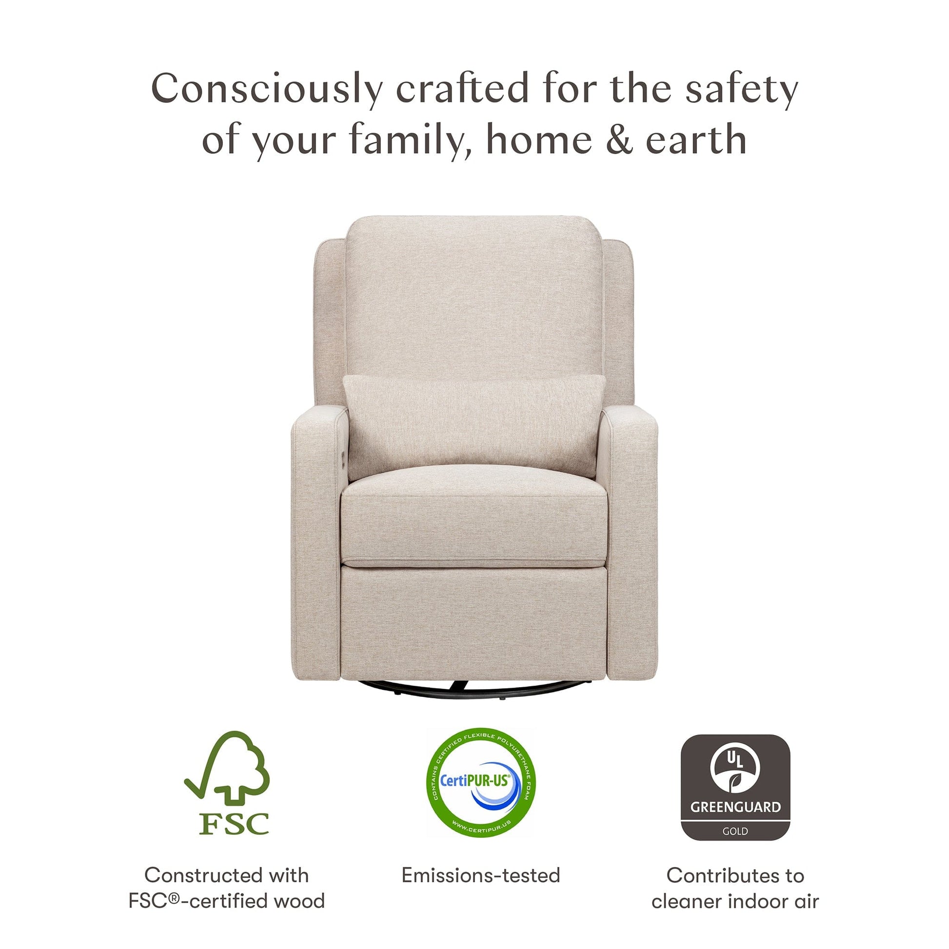 Babyletto Sigi Electronic Recliner and Swivel Glider w/ USB - Performance Beach Eco-Weave - M23085PBEW