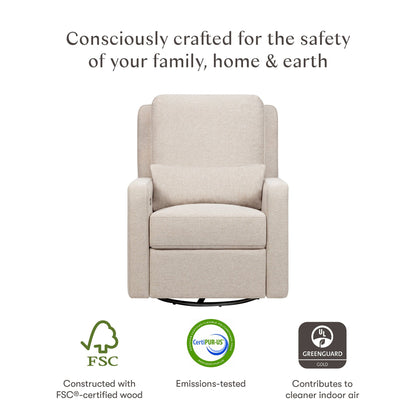 Babyletto Sigi Electronic Recliner and Swivel Glider w/ USB - Performance Beach Eco-Weave - M23085PBEW