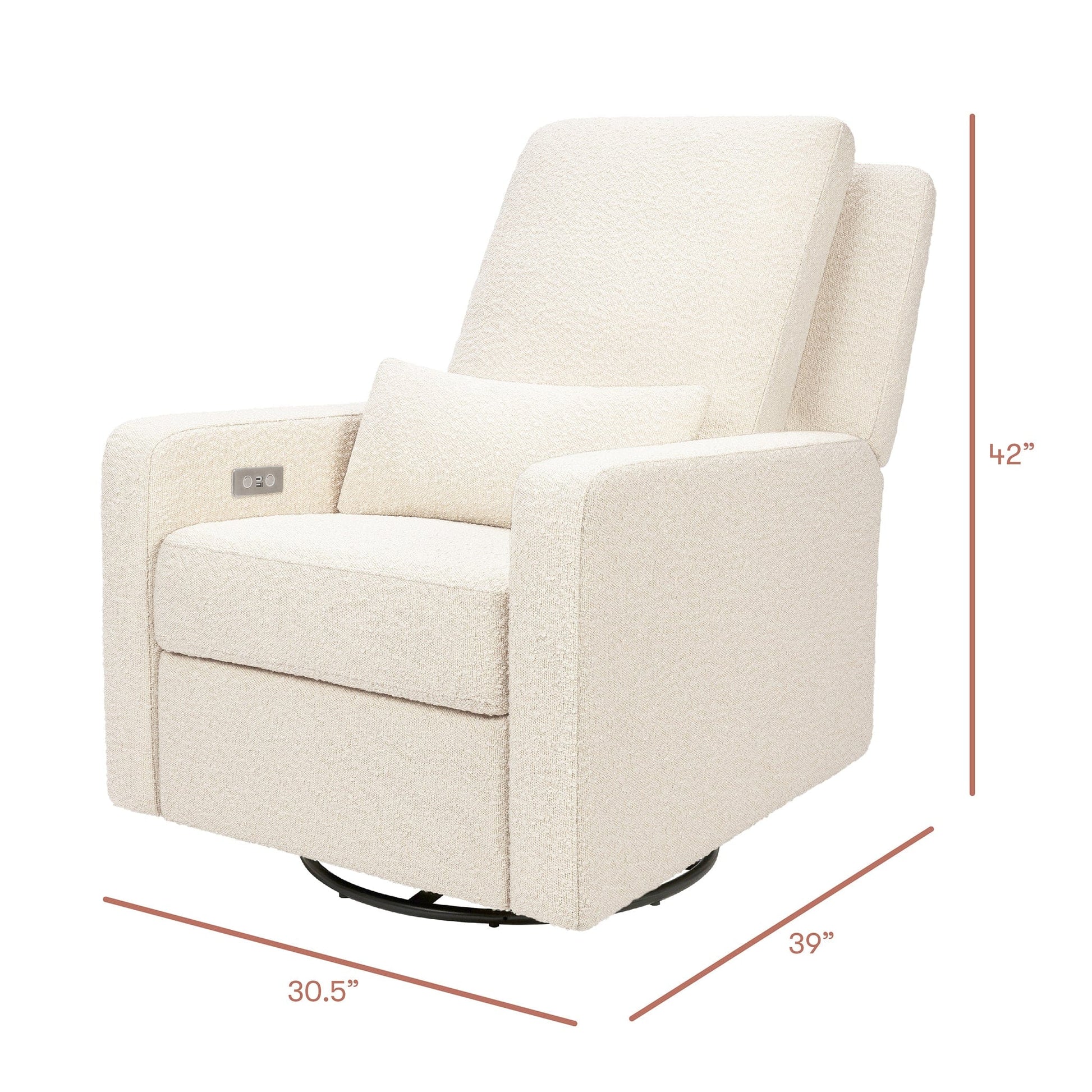 Babyletto Sigi Electronic Recliner and Swivel Glider w/ USB - Performance Ivory Boucle - M23085PWB