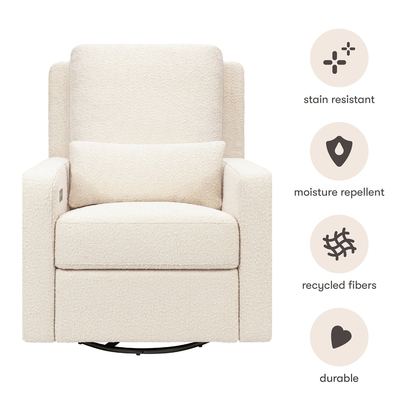 Babyletto Sigi Electronic Recliner and Swivel Glider w/ USB - Performance Ivory Boucle - M23085PWB