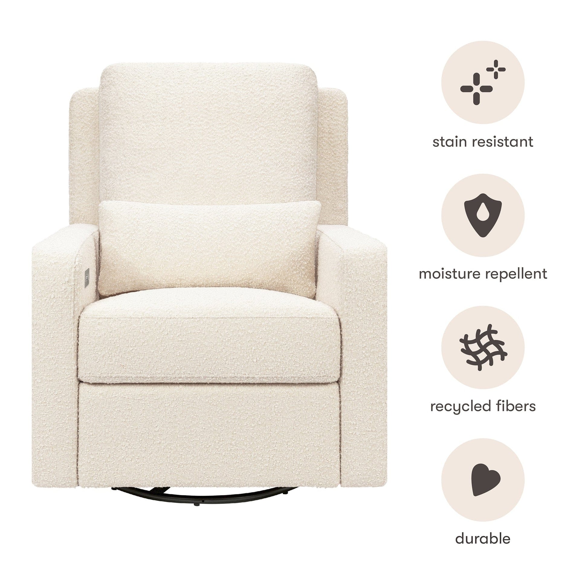 Babyletto Sigi Electronic Recliner and Swivel Glider w/ USB - Performance Ivory Boucle - M23085PWB
