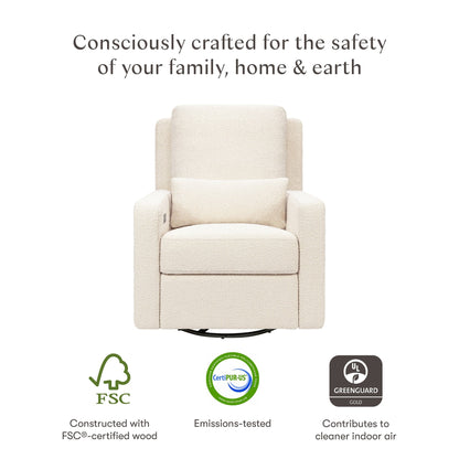 Babyletto Sigi Electronic Recliner and Swivel Glider w/ USB - Performance Ivory Boucle - M23085PWB
