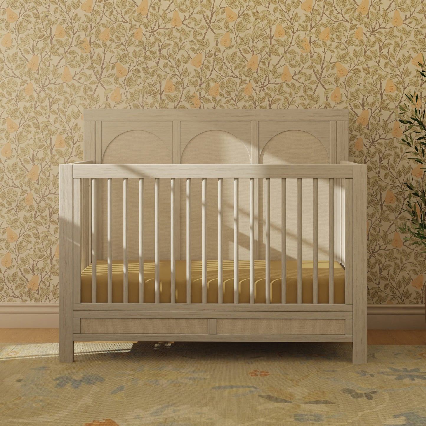 Namesake Eloise 4-in-1 Convertible Crib - White Driftwood and Performance Pearl Eco-Weave