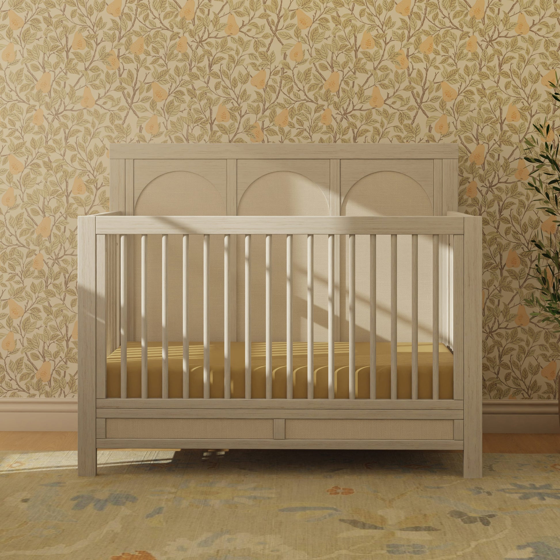 Namesake Eloise 4-in-1 Convertible Crib - White Driftwood and Performance Pearl Eco-Weave