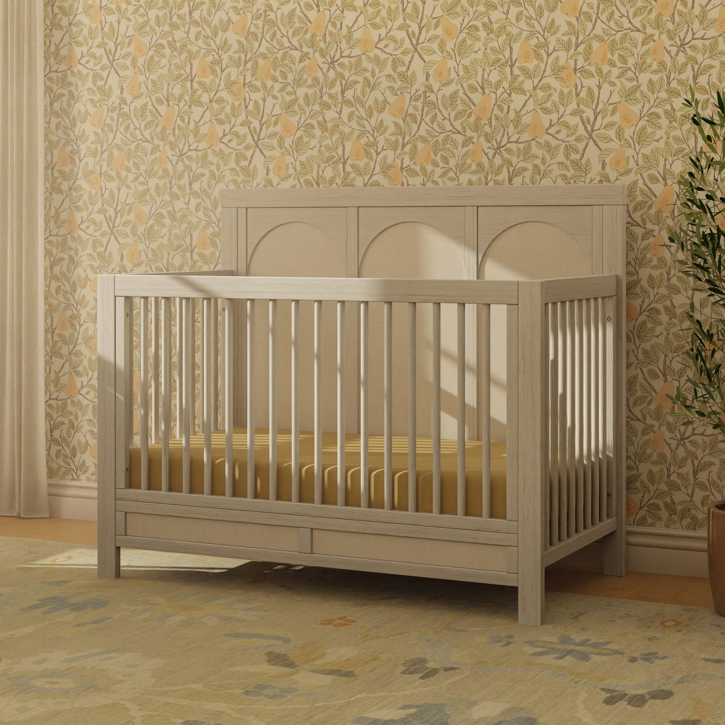 Namesake Eloise 4-in-1 Convertible Crib - White Driftwood and Performance Pearl Eco-Weave