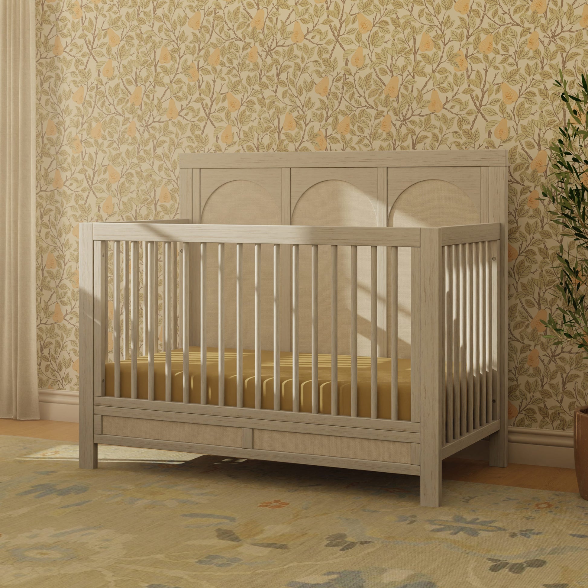 Namesake Eloise 4-in-1 Convertible Crib - White Driftwood and Performance Pearl Eco-Weave