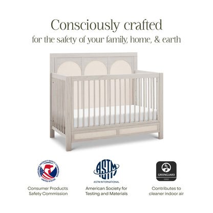 Namesake Eloise 4-in-1 Convertible Crib - White Driftwood and Performance Pearl Eco-Weave