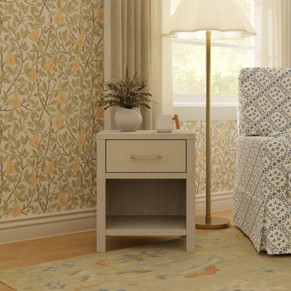 Namesake Eloise Assembled Nightstand - White Driftwood and Performance Pearl Eco-Weave
