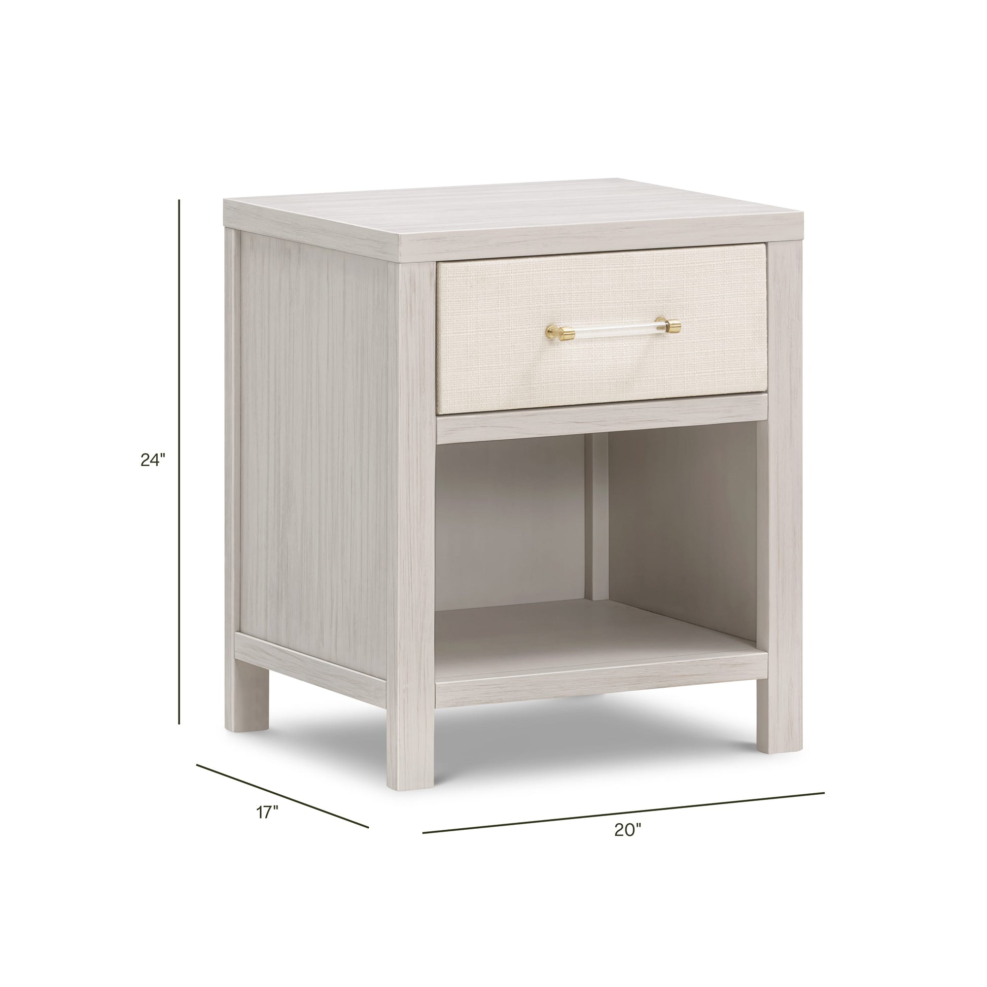Namesake Eloise Assembled Nightstand - White Driftwood and Performance Pearl Eco-Weave