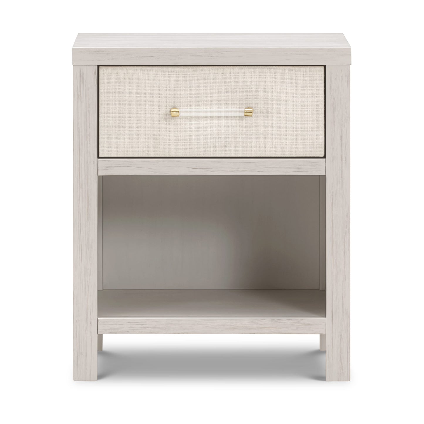 Namesake Eloise Assembled Nightstand - White Driftwood and Performance Pearl Eco-Weave